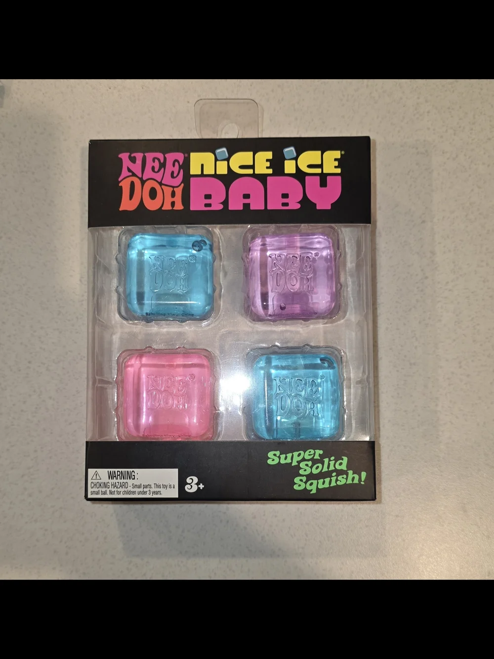 Super Solid Squish! Needoh 4-Pack - Pink, Purple, Blue